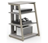 FVCTGHZ 4-Tier AV Media Stand Corner Shelf for Record Player Wooden Stereo Cabinet Audio Rack Tower(Khaki)