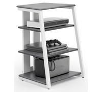 FVCTGHZ 4-Tier AV Media Stand Corner Shelf for Record Player Wooden Stereo Cabinet Audio Rack Tower(Gray)
