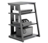 FVCTGHZ 4-Tier AV Media Stand Corner Shelf for Record Player Wooden Stereo Cabinet Audio Rack Tower(Night Black)