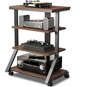 FVCTGHZ 4Tier AV Media Stand with Wheels,Mobile Rack Audio Tower with Height Adjustable Shelves