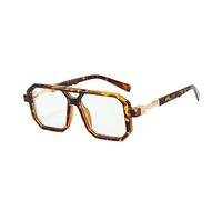 FVCTGHZ Gafas azules antis con montura ligera, gafas cuadradas ópticas de Negro transparente, gafas de bloqueo(Leopard 1PC)