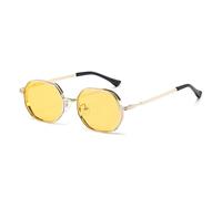 FVCTGHZ Gafas de sol cuadradas poligonales de Metal for mujer, gafas de sol con gradiente de océano transparente a la moda, gafas de sol UV400 for hombre(Golden purple)