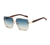 FVCTGHZ Gafas de sol cuadradas retro de metal for mujer, gafas de sol de marca originales, gafas de sol estilo piloto de doble puente(Gradient green)