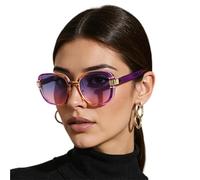 FVCTGHZ Gafas de sol for gafas decorativas modernas, color morado, naranja, degradado, marco de plástico transparente, metal(White)