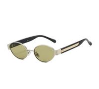 FVCTGHZ Retro Oval Metal Remaches Mujeres Gafas de sol de lujo Punk Shades UV400 Tendencias Hombres Gafas de sol gradientes(Silver Green)