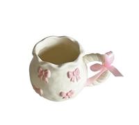 FVCTGHZ Taza de agua presente de Taza de cerámica de café con lazo rosa en relieve hecha a mano irregular(Color3)
