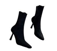 FVDZRFIE Botas mujer Botas cortas de mujer tacón alto verano, finas, tubo medio, con punta puntiaguda y temperamento elástico(Black,37)