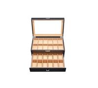 FVDZRFIE Caja Relojes Caja decorativa de colección de relojes de doble capa con 3 estilos, 24 compartimentos, universal, de cuero sintético for hombres y mujeres.(Color Watch Box)