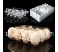 FVIEXE 48 piezas de hueveras transparentes, hueveras de plástico ecológicas al por mayor, cada una con capacidad para 1 docena de huevos de forma segura (12 huevos), bandeja de huevos para gallinas