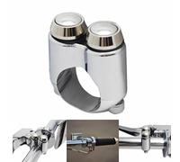 FVMOTO Interruptor momentáneo de control manual CNC de 2 botones, para manillar de barras de 7/8 pulgadas y 22 mm, Bobber Cafe Racer Chopper universal (cromo)