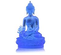 Fvoagaou Estatua de Buda de Medicina Tibetana, Resina Translúcida Escultura Buda Escultura Meditación Decoración Espiritual Coleccionista StüCk - Azul