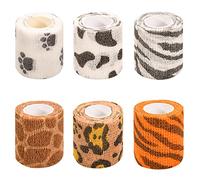 Fvomye 6 rollos de vendaje autoadhesivo para animales, estampado de leopardo, vaca, cebra, tigre, pata de tigre, cinta cohesiva para muñeca, tobillo, esguinces hinchables