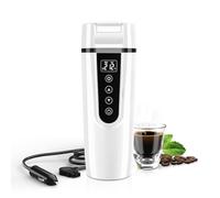 FVPE Hervidor eléctrico de viaje para automóvil, hervidor de agua portátil de 12 V/24 V, pantalla grande, ajuste multitemperatura, calentador de agua para automóvil, taza de calefacción de acero