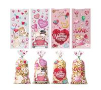 FVPKYUR Bolsas De Celofán De San Valentín,Artículos Para Fiestas De Celofán Con Corazón,Lindas Bolsas De Fiesta Con De San Valentín | Para snacks, chocolate, galletas, cumpleaños, bodas, hombres y