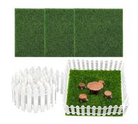 FVPKYUR Casa de muñecas en miniatura de 89 cm, aspecto de madera blanca, con 4 piezas de césped artificial, para interior y exterior, casa infantil
