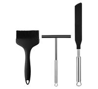 FVPKYUR - Espátula para crepé (3 piezas, juego de espátulas con cepillo de aceite, utensilios de cocina antideslizantes para agarrar y preparar comidas principiantes, cocineros hamburguesas caseras