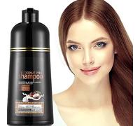 Fvquhvo Champú instantáneo para cabello castaño, champú con tinte para el cabello con coco para mujeres y hombres, champú de tinte para el cabello marrón, 500 ml