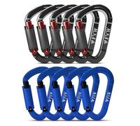 FVW Paquete de 10 mosquetones de escalada resistentes, 25 KN UIAA, clips de escalada de bloqueo automático para hamacas, columpio, correa de perro con bloqueo y arnés, camping, senderismo y utilidad
