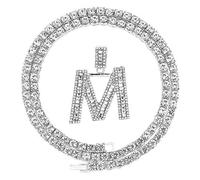 FW Jewelry - Collar con Colgante de Letra Inicial con Diamantes de imitación, Plata y Oro, para Hombre y Mujer, Cadena de Cuerda de 20 Pulgadas