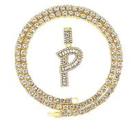 FW Jewelry - Collar con Colgante de Letra Inicial con Diamantes de imitación, Plata y Oro, para Hombre y Mujer, Cadena de Cuerda de 20 Pulgadas