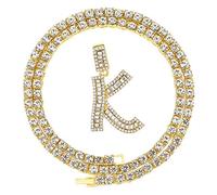 FW Jewelry - Collar con Colgante de Letra Inicial con Diamantes de imitación, Plata y Oro, para Hombre y Mujer, Cadena de Cuerda de 20 Pulgadas