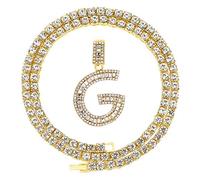 FW Jewelry - Collar con Colgante de Letra Inicial con Diamantes de imitación, Plata y Oro, para Hombre y Mujer, Cadena de Cuerda de 20 Pulgadas