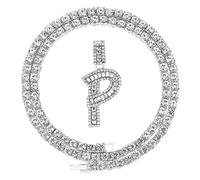 FW Jewelry - Collar con Colgante de Letra Inicial con Diamantes de imitación, Plata y Oro, para Hombre y Mujer, Cadena de Cuerda de 20 Pulgadas