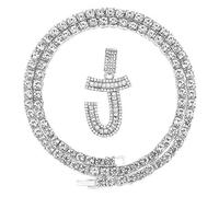 FW Jewelry - Collar con Colgante de Letra Inicial de Diamante en Forma de Cadera de Plata y Oro con circonitas cúbicas Brillantes, de 20 Pulgadas