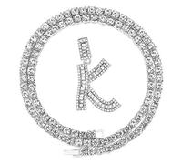 FW Jewelry - Collar con Colgante de Letra Inicial de Diamante en Forma de Cadera de Plata y Oro con circonitas cúbicas Brillantes, de 20 Pulgadas