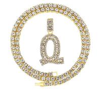 FW Jewelry - Collar con Colgante de Letra Inicial de Diamante en Forma de Cadera de Plata y Oro con circonitas cúbicas Brillantes, de 20 Pulgadas