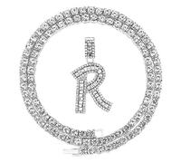 FW Jewelry - Collar con Colgante de Letra Inicial de Diamante en Forma de Cadera de Plata y Oro con circonitas cúbicas Brillantes, de 20 Pulgadas