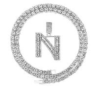 FW Jewelry - Collar con Colgante de Letra Inicial de Diamante en Forma de Cadera de Plata y Oro con circonitas cúbicas Brillantes, de 20 Pulgadas