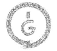 FW Jewelry - Collar con Colgante de Letra Inicial de Diamante en Forma de Cadera de Plata y Oro con circonitas cúbicas Brillantes, de 20 Pulgadas