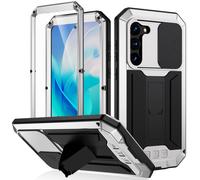 FW Samsung Galaxy S23 Metal Case con cubierta de la cmara deslizante Protector de pantalla integrada Hbrida Hbrida S23 Case de metal de metal Matc