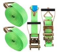 FWEEK 2 Eslingas de Sujeción de Carga 3000kg 6m, Correas Carga 3000kg con Trinquete y Ganchos, Cinta de Amarração 3 Ton Verde para Carga, Camión, Motocicleta, Trinquete de Amarre