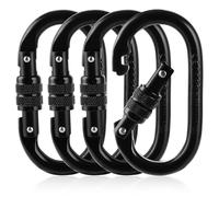 FWEEK 4 Piezas Mosquetón Grande Negro 25KN, Aleación de Acero, 11cm, para Hamaca y Columpio