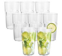 FWEEK 8 vasos de plástico apilables, vasos de agua de 500 ml, vasos de plástico transparente, vasos acrílicos reutilizables, vasos irrompibles para fiestas