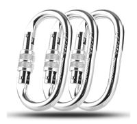 FWEEK Mosquetón Grande de Aleación, 25KN (2500KG), 11cm Plateado, 3 Unidades - Carabiner para Hanging & Trekking, Mosquetones Grandes con Cierre de Rosca