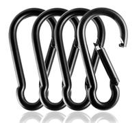 FWEEK Mosquetones Grandes de Acero Inoxidable M12, 4 Piezas Negro, 800 kg Capacidad de Carga, Carabiner para Uso Profesional en Exteriores