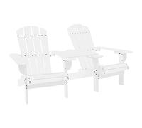 FWIKDUN Adirondack - Sillas de jardín con mesa de madera maciza, juego de 2 sillas y 1 mesa en color blanco, sillones para patio y jardín, muebles de madera de abeto