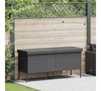 FWIKDUN Baúl de jardín con ruedas para almacenamiento, color negro, 160 x 55 x 75 cm, polirratán, espacio de almacenamiento para mantas, cojines, suministros de jardín