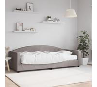 FWIKDUN Cama de día estable de madera y metal como sofá cama que ahorra espacio para invitados - 2 en 1 sofá cama combinación con cómodo colchón de espuma en tela gris topo 90 x 200 cm