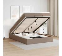 FWIKDUN Cama otomana con gran capacidad de almacenamiento en color marrón capuchino de 140 x 200 cm - Otomana de piel sintética para un sueño reparador, cama con espacio de almacenamiento y mecanismo