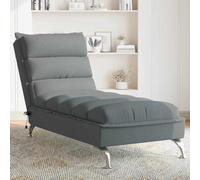 FWIKDUN Elegante chaise longue con función de masaje para el salón de tela resistente con cojines en gris oscuro y listones de madera contrachapada estables sobre patas de metal cromado