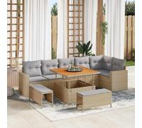 FWIKDUN Juego de sofá de jardín modular de poliratán, con espacio de almacenamiento, muebles de jardín, moderno, modular, ampliable, 9 piezas, con cojín y almacenamiento