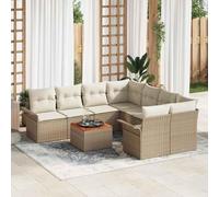 FWIKDUN Juego de sofá modular para exteriores con cojín, juego de sofá de jardín con espacio de almacenamiento, muebles de jardín con bolsillos de almacenamiento, ratán sintético con madera de acacia