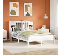 FWIKDUN Librería de madera maciza con somier y cabecero rústico como alternativa para ahorrar espacio con espacio de almacenamiento, cama sin colchón 75 x 190 cm de madera de pino