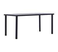FWIKDUN Mesa de comedor moderna con vetas de madera y líneas modernas para comedor, mesa de comedor con marco de metal pulverizado, mesa estable para cocina y comedor, ligera