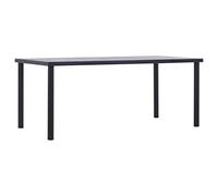 FWIKDUN Mesa de comedor moderna con vetas de madera y líneas modernas para comedor, mesa de comedor con marco de metal pulverizado, mesa estable para cocina y comedor, ligera