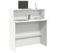 FWIKDUN Mesa de recepción blanca 100 x 50 x 103,5 cm de material de madera con estante integrado y paredes laterales para oficina, vestíbulo, práctica, salón